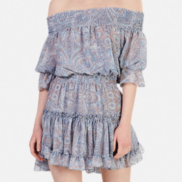 MISA Los Angeles Darla Dress Off the Shoulder Muted Paisley - Picture 1 of 6
